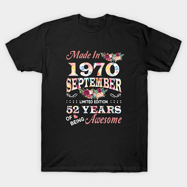 September Flower Made In 1970 52 Years Of Being Awesome T-Shirt by sueannharley12